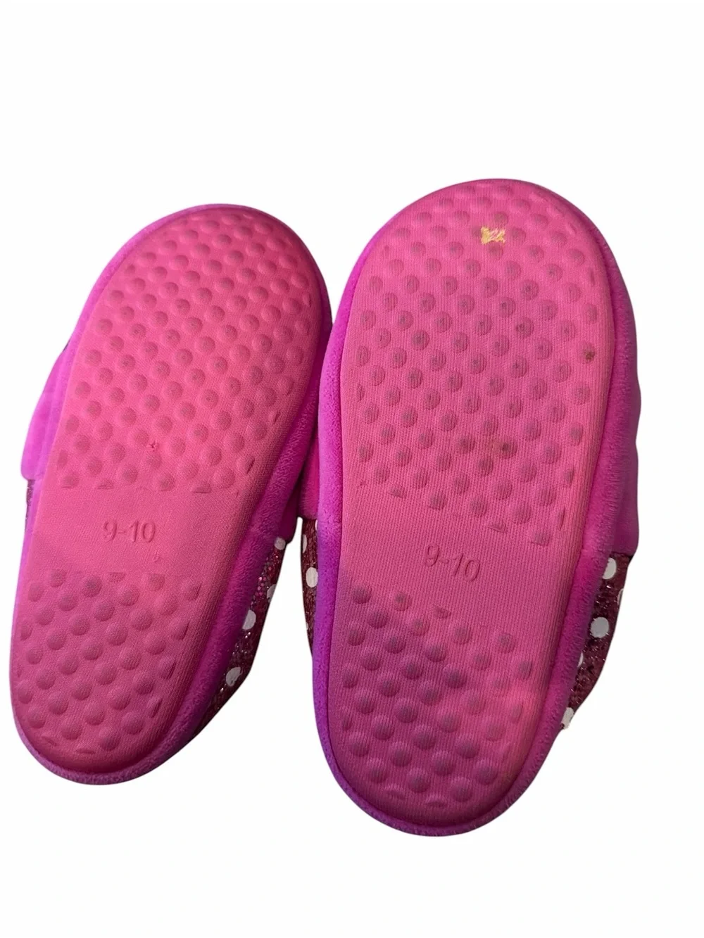Disney Minnie Mouse Pink Black Plush Kids Slippers